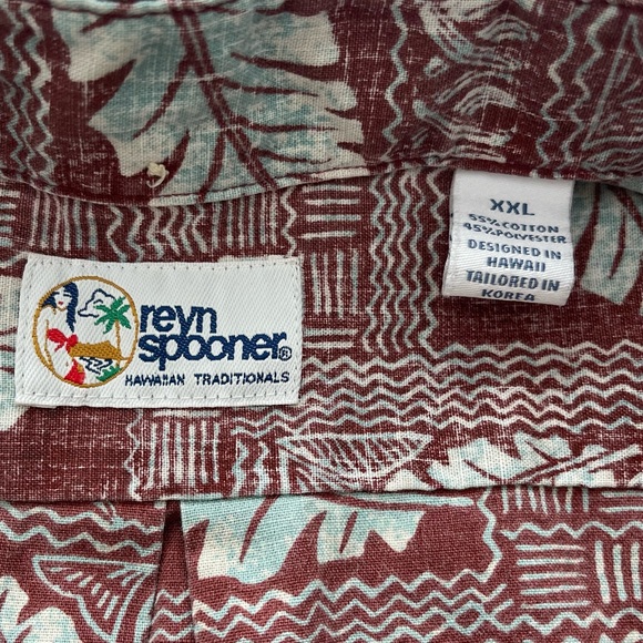 Reyn Spooner Men's XXL Hawaiian Aloha Button Down Shirt South Pacific Tapa Red - Picture 5 of 12